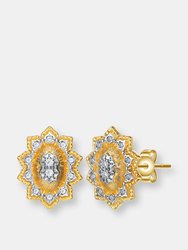 Rachel Glauber 14k Gold Plated And Cubic Zirconia Floral Stud Earrings - Gold