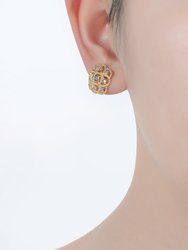 Rachel Glauber 14k Gold Plated And Cubic Zirconia Stud Earrings