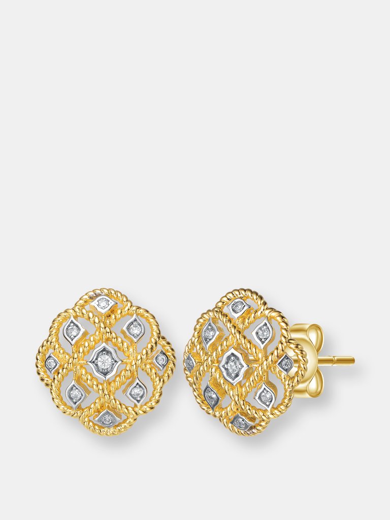 Rachel Glauber 14k Gold Plated And Cubic Zirconia Stud Earrings - Gold