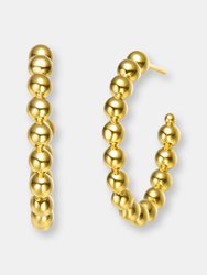 Rachel Glauber 14k Gold Plated Bead Open Hoop - Gold