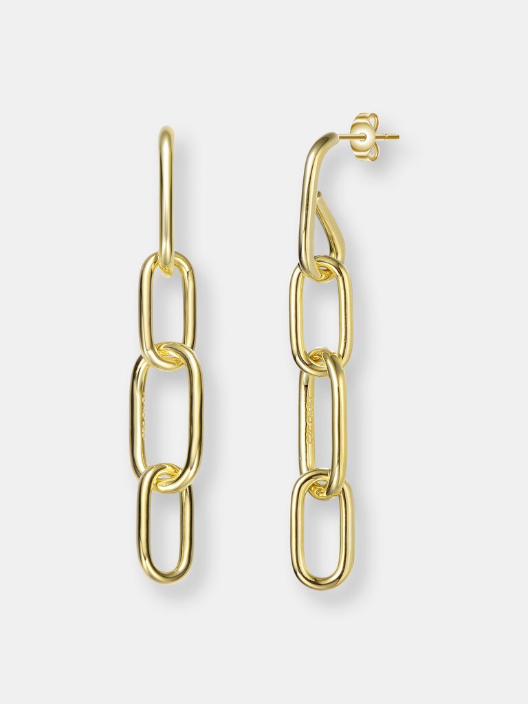 Rachel Glauber 14k Gold Plated Chain Drop Earrings - Gold