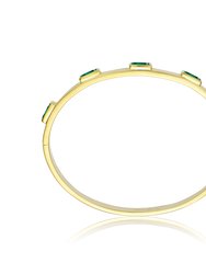 Rachel Glauber 14K Gold Plated Emerald Cubic Zirconia Bangle Bracelet