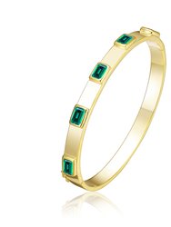Rachel Glauber 14K Gold Plated Emerald Cubic Zirconia Bangle Bracelet - Green