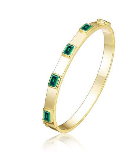 Rachel Glauber Rachel Glauber 14K Gold Plated Emerald Cubic Zirconia Bangle Bracelet product