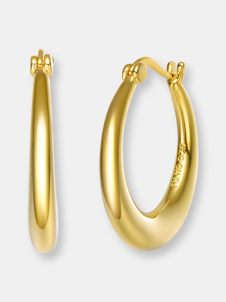 Rachel Glauber 14k Gold Plated Large Hoop - Gold
