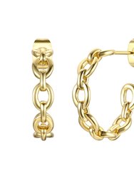 Rachel Glauber 14k Gold Plated Modern Chain Link C-Hoop Earrings - Gold