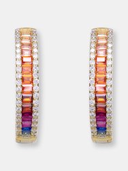 Rachel Glauber 14k Gold Plated Multi Color Cubic Zirconia Hoop