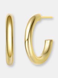 Rachel Glauber 14k Gold Plated Open Hoop - Gold
