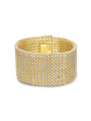 Rachel Glauber 14k Gold Plated with Diamond Cubic Zirconia Lux Mesh Link Bracelet - Gold