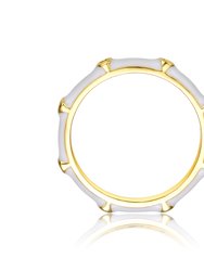 Rachel Glauber 14k Gold Plated with Diamond Cubic Zirconia Pink Enamel Bamboo Kids/Young Adult Stacking Ring