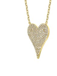 Rachel Glauber 14k Gold Plated with Pave Diamond Cubic Zirconia Heart Layering Necklace