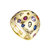 Rachel Glauber 14k Gold Plated with Rainbow Gemstone Cubic Zirconia Diamond Dome Ring - Orange