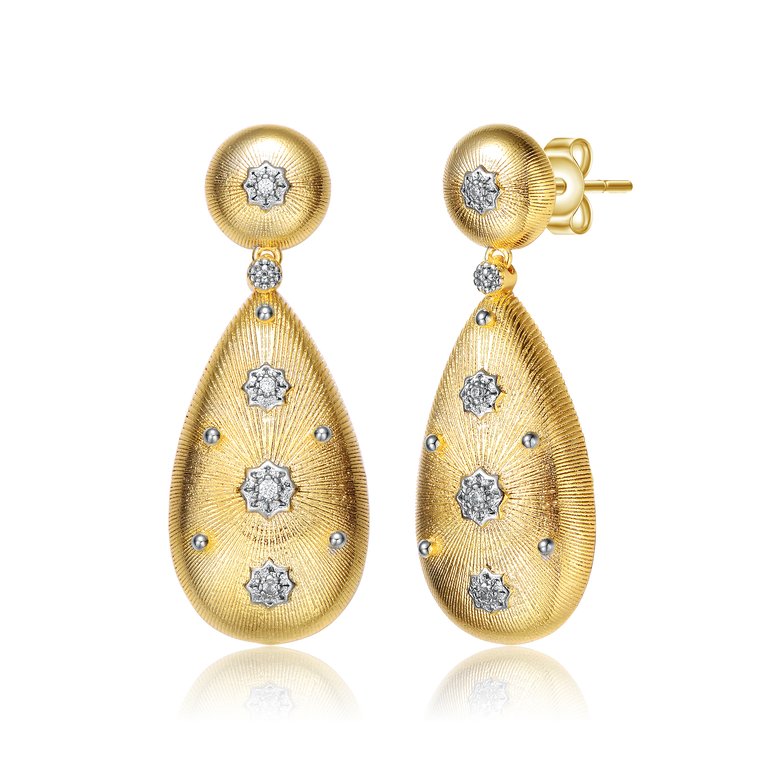 Rachel Glauber Rhodium And 14k Gold Plated Cubic Zirconia Drop Earrings - Gold