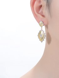 Rachel Glauber Rhodium And 14k Gold Plated Cubic Zirconia Drop Earrings