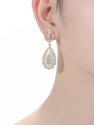 Rachel Glauber Rhodium And 14k Gold Plated Cubic Zirconia Drop Earrings