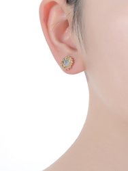 Rachel Glauber Rhodium And 14k Gold Plated Cubic Zirconia Stud Earrings