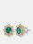 Rachel Glauber Rhodium And 14k Gold Plated Emerald Cubic Zirconia Stud Earrings - Green