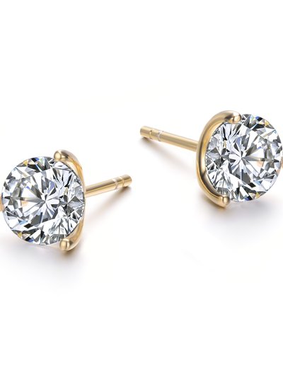 Rachel Glauber Rachel Glauber White Gold Plated and Clear Cubic Zirconia Solitaire Stud Earrings product