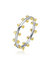 Rhodium and 14k Gold Plated Bead Band Ring - Gold