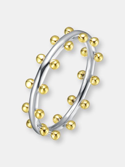 Rachel Glauber Rhodium and 14k Gold Plated Bead Band Ring product