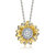 Rhodium And 14k Gold Plated Cubic Zirconia Floral Pendant - Gold