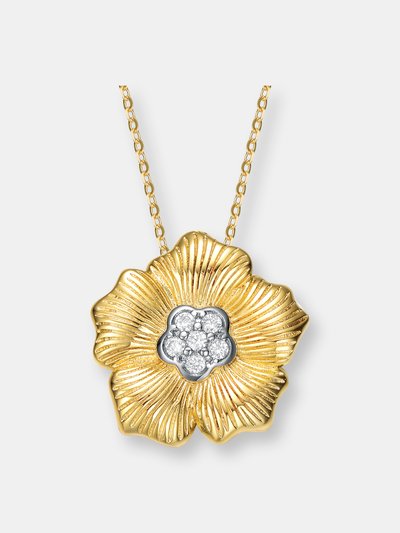 Rachel Glauber Rhodium And 14k Gold Plated Cubic Zirconia Floral Pendant product