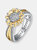 Rhodium And 14k Gold Plated Cubic Zirconia Nature Inspired Ring - Gold