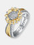 Rhodium And 14k Gold Plated Cubic Zirconia Nature Inspired Ring - Gold