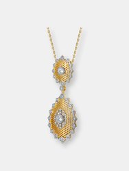 Rhodium And 14k Gold Plated Cubic Zirconia Pendant Necklace