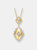 Rhodium And 14k Gold Plated Cubic Zirconia Pendant Necklace - Gold
