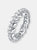 Rhodium Plated Oval Cubic Zirconia Band Ring - Rhodium