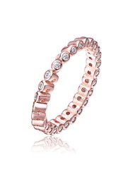 Rose Gold Plated Clear Cubic Zirconia Band Ring - Rose Gold/Clear