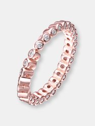 Rose Gold Plated Clear Cubic Zirconia Band Ring - Rose Gold/Clear