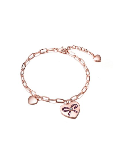Rachel Glauber Teen/young Adults 18K Rose Gold Plated With Heart Charms Adjustable Bracelet product