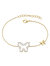 Teens 14k Gold Plated With Baguette Diamond Cubic Zirconia Halo Butterfly Charm Adjustable Bracelet - Gold