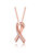 Teens/Young Adults 18k Rose Gold Plated With Clear Cubic Zirconia Ribbon Pendant Necklace