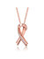 Teens/Young Adults 18k Rose Gold Plated With Clear Cubic Zirconia Ribbon Pendant Necklace