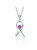 Teens/Young Adults White Gold Plated Purple Stone In Ribbon Pendant Necklace - Silver