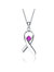 Teens/Young Adults White Gold Plated Purple Stone In Ribbon Pendant Necklace - Silver