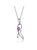 Teens/Young Adults White Gold Plated Purple Stone In Ribbon Pendant Necklace