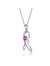 Teens/Young Adults White Gold Plated Purple Stone In Ribbon Pendant Necklace