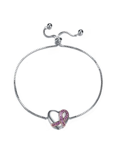 Rachel Glauber Teens/Young Adults White Gold Plated With Heart Charm Adjustable Bracelet product