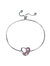 Teens/Young Adults White Gold Plated With Heart Charm Adjustable Bracelet - Silver