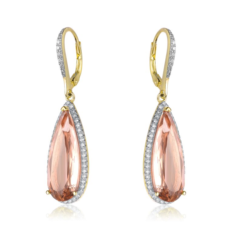 Two Tone Morganite Cubic Zirconia Drop Earrings