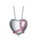 Two Tone With Pink Cubic Zirconia Heart Pendant Necklace - Silver