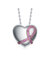 Two Tone With Pink Cubic Zirconia Heart Pendant Necklace - Silver