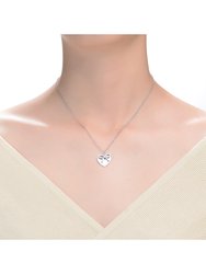 White Gold Plated Bow Tie On Heart Shaped Pendant Necklace