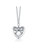 White Gold Plated Bow Tie On Heart Shaped Pendant Necklace - Silver