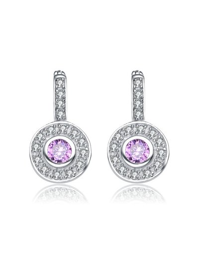 Rachel Glauber White Gold Plated Round Dangle Earrings With Pink Cubic Zirconia product