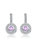 White Gold Plated Round Dangle Earrings With Pink Cubic Zirconia - Pink